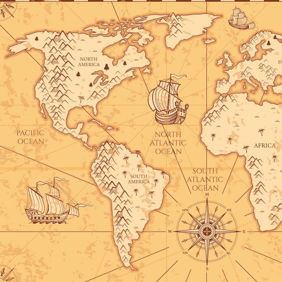 Old World Map Set SVG Cnc Laser Cut Engrave Vector File - Etsy