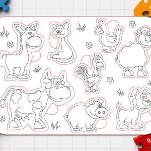 Boerderijdieren puzzel Svg Dxf laser houtsnede dikte 3 mm