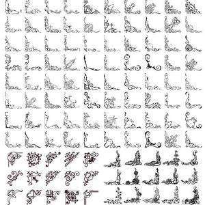 Vintage Decorative Corners Set: SVG PNG Vector Files (Digital Download)