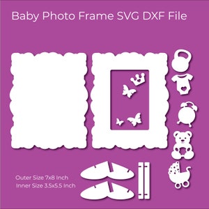 Babyfotolijst met standaard Svg Dxf Laser Hout Acryl Snijdikte 3 mm