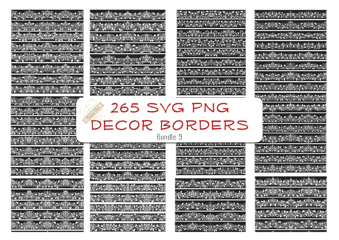 Decorative Border Frame SVG PNG Bundle: Laser Cut Files (digital ...