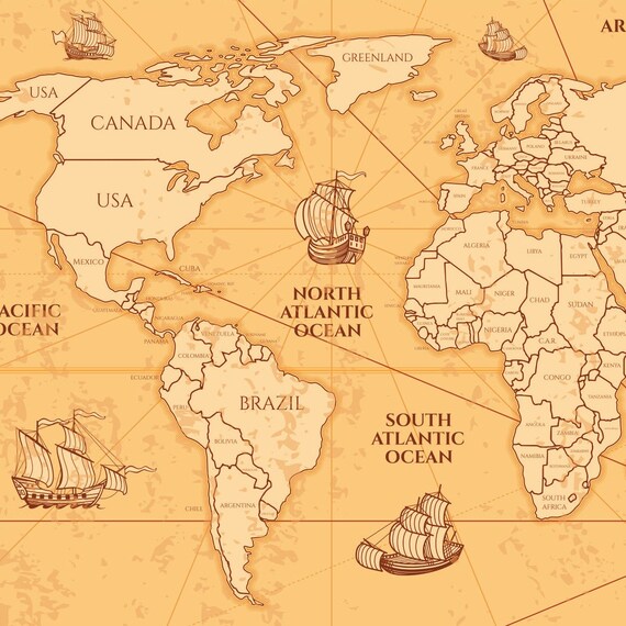 Old World Map Set SVG Cnc Laser Cut Engrave Vector File - Etsy