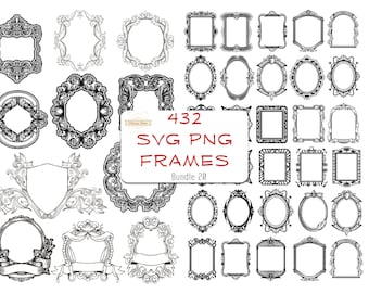 432 SVG PNG Decorative Elegant Frame Bundle Wedding Card Individual Template Decor Cnc Laser Cut Engrave Vector File