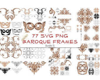 77 Baroque Frame Vector Designs: SVG, PNG (Digital Download)