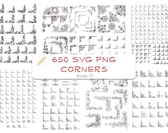 650 SVG Corner Patterns Bundle Cnc Laser Cut Engrave Vector Files