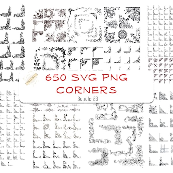 650 SVG Corner Patterns Bundle Cnc Laser Cut Engrave Vector Files