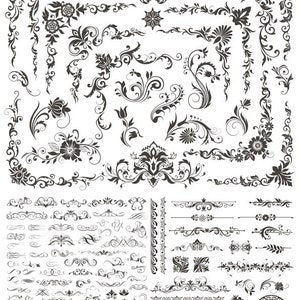 Vintage-Dekor-Elemente Hochzeitskarte Individuelle Vorlage Dekor SVG PNGs Cnc Laser Cut Gravur Vektor-Datei