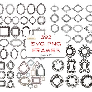 392 SVG PNG Schmuckrahmen Bundle Hochzeitskarte Individuelle Vorlage Dekor Cnc Laser Cut Gravur Vektor Datei