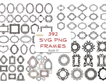 392 SVG PNG Decorative Frame Bundle Wedding Card Individual Template Decor Cnc Laser Cut Engrave Vector File