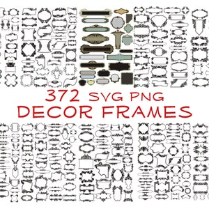372 SVG Bundle Rahmen Elemente Text Monogramm Teiler Rahmen Kunst Dekor Label Laser Cut Gravieren
