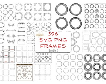 396 SVG PNG  Elegant Frame Decorative Bundle Wedding Card Individual Template Decor Cnc Laser Cut Engrave Vector File