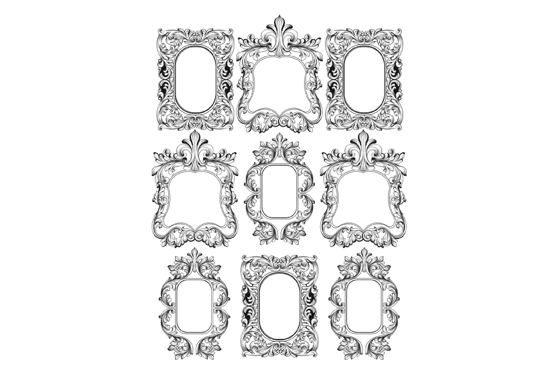 Baroque Frame Set 1 Wedding Card Individual Template Decor - Etsy