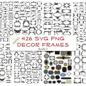 426 Svg Png Bundle Frame Elements Text Monogram Dividers Frames Art Decor Label Laser Cut Engrave
