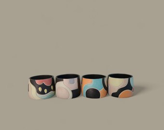 Set of 4 handmade ceramic coffee mug | ceramic cup | stoneware coffee mug | coffee cup | unique mug | gift | special mug | unique