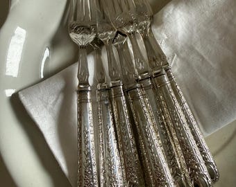 Tenedores de ensalada/postre de plata victoriana, juego de 8