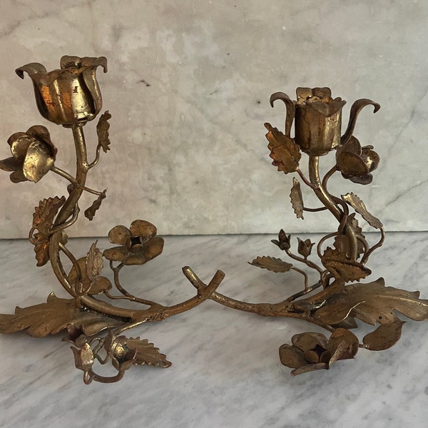 Vintage Italian Tole Candle Holder