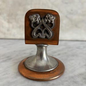 Art Nouveau Copper Match Holder Stand