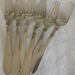 6 Georg Jensen Sterling Continental 7” Fork, Denmark c.1915-1927