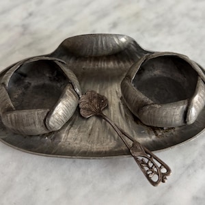 Art Nouveau French Pewter Salt Cellars, A.E.Chanal
