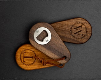 Personalized Handheld Wood Bottle Cap Opener - Handmade - Premium Hardwood Walnut Cherry Purpleheart Maple Ash - Groomsman Gift - Custom