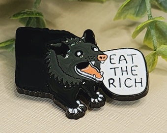 Eat the Rich Pin - Possum Pin - Possum Enamel Pin - Opossum Pin