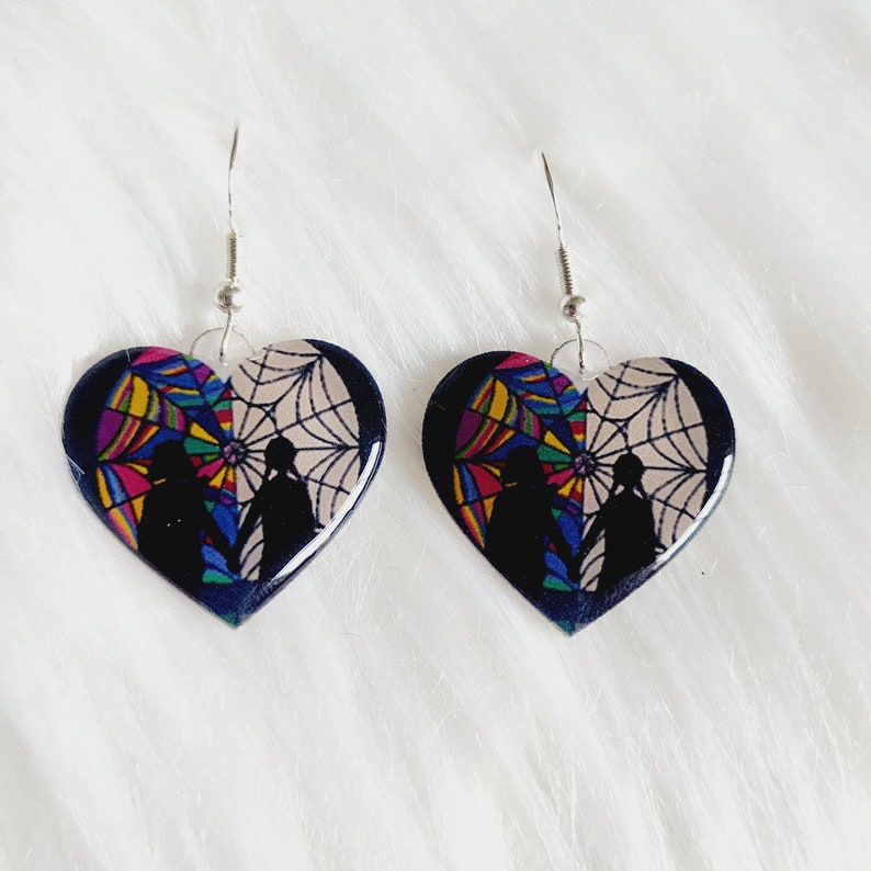 Wednesday Addams Inspired Earrings Wednesday & Enid Window Earrings The Addams Family Stained Glass Earrings immagine 6