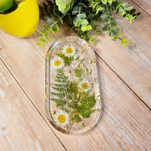 Wildflower Tray Daisy Decor Wild Daisies, Ferns & Greenery Natural Trinket Tray Wildflowers + Gold