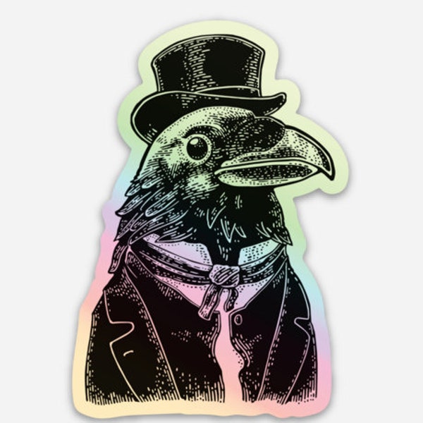 Holographic Raven Sticker - Crow Sticker - Steampunk Stickers - Water Bottle Sticker - Laptop Sticker - Vinyl Sticker - Waterproof Sticker