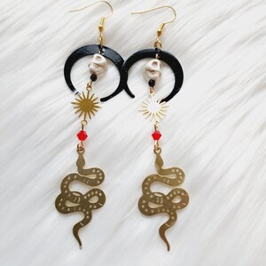 Celestial Earrings Mystical Earrings Crescent Moons, Skulls & Stars image 5