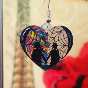 Wednesday Addams Inspired Earrings Wednesday & Enid Window Earrings The Addams Family Stained Glass Earrings image 2