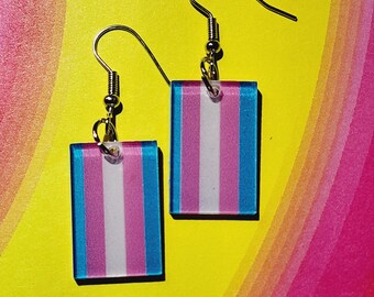 Trans Flag Earrings, Pride Flag Earrings, Pride Month Accessories, LGBTQ Earrings