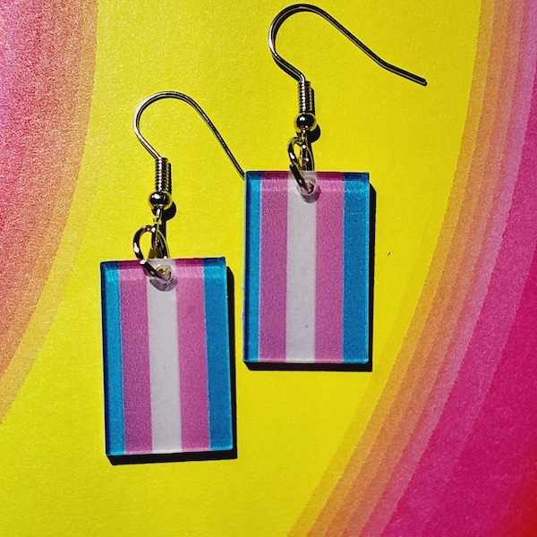 Trans Flag Earrings, Pride Flag Earrings, Pride Month Accessories, LGBTQ Earrings