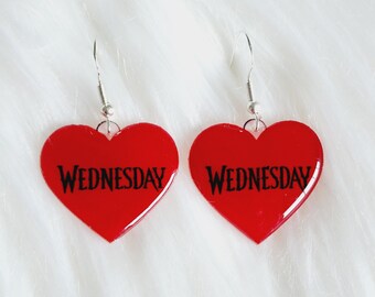 Wednesday Addams Inspired Earrings - Wednesday Heart Earrings - The Addams Family  - Dangle Earrings