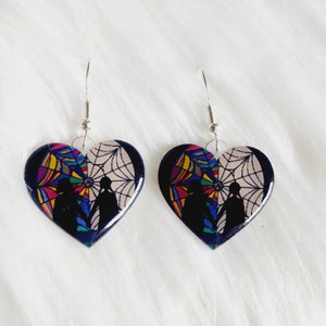 Wednesday Addams Inspired Earrings Wednesday & Enid Window Earrings The Addams Family Stained Glass Earrings Stained Glass Hearts