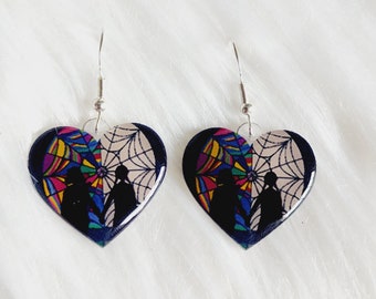 Wednesday Addams Inspired Earrings - Wednesday & Enid Window Earrings - The Addams Family - Stained Glass Earrings