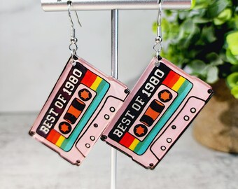 80's Mixtape Earrings - Cassette Tape Earrings - 80's Party - "Pretty in Pink" Mixtape Earring