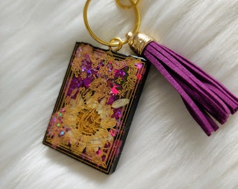 Mini Tarot Cards ~ Major Arcana Full Set or Keychain - Black, Pink & Purple Holographic Glitter