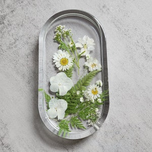 Wildflower Tray Daisy Decor Wild Daisies, Ferns & Greenery Natural Trinket Tray Wildflowers Only