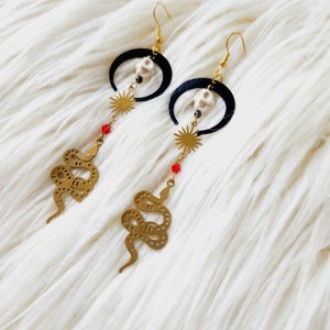 Celestial Earrings Mystical Earrings Crescent Moons, Skulls & Stars image 3