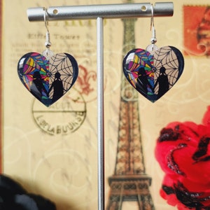 Wednesday Addams Inspired Earrings Wednesday & Enid Window Earrings The Addams Family Stained Glass Earrings image 7