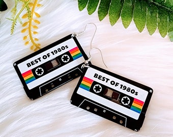 80's Mixtape Earrings - Cassette Tape Earrings - 80's Party Costume - Best of 1980 Songs