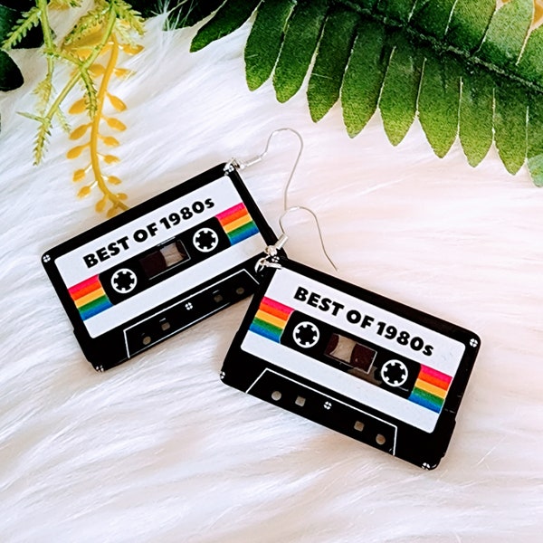 80's Mixtape Earrings - Cassette Tape Earrings - 80's Party Costume - Best of 1980 Songs