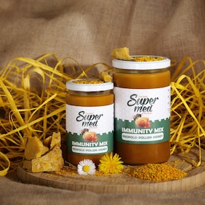 Supermed - Premium Honey with Propolis and Pollen, Superfood, Nutritious Health Booster, 450g