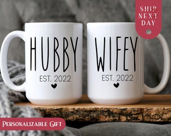 HUBBY WIFEY HIS n HERS MUG SET GREAT GIFT ADD A NAME FOR FREE HUBBY WIFEY HIS n HERS MUG SET GREAT GIFT ADD A NAME FOR FREE