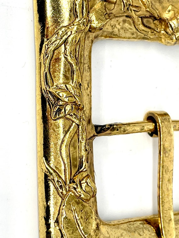 Rose Embossed Gold Rectangle Buckle - image 2