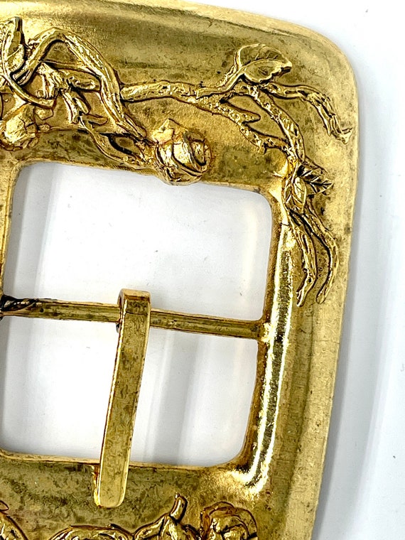 Rose Embossed Gold Rectangle Buckle - image 5