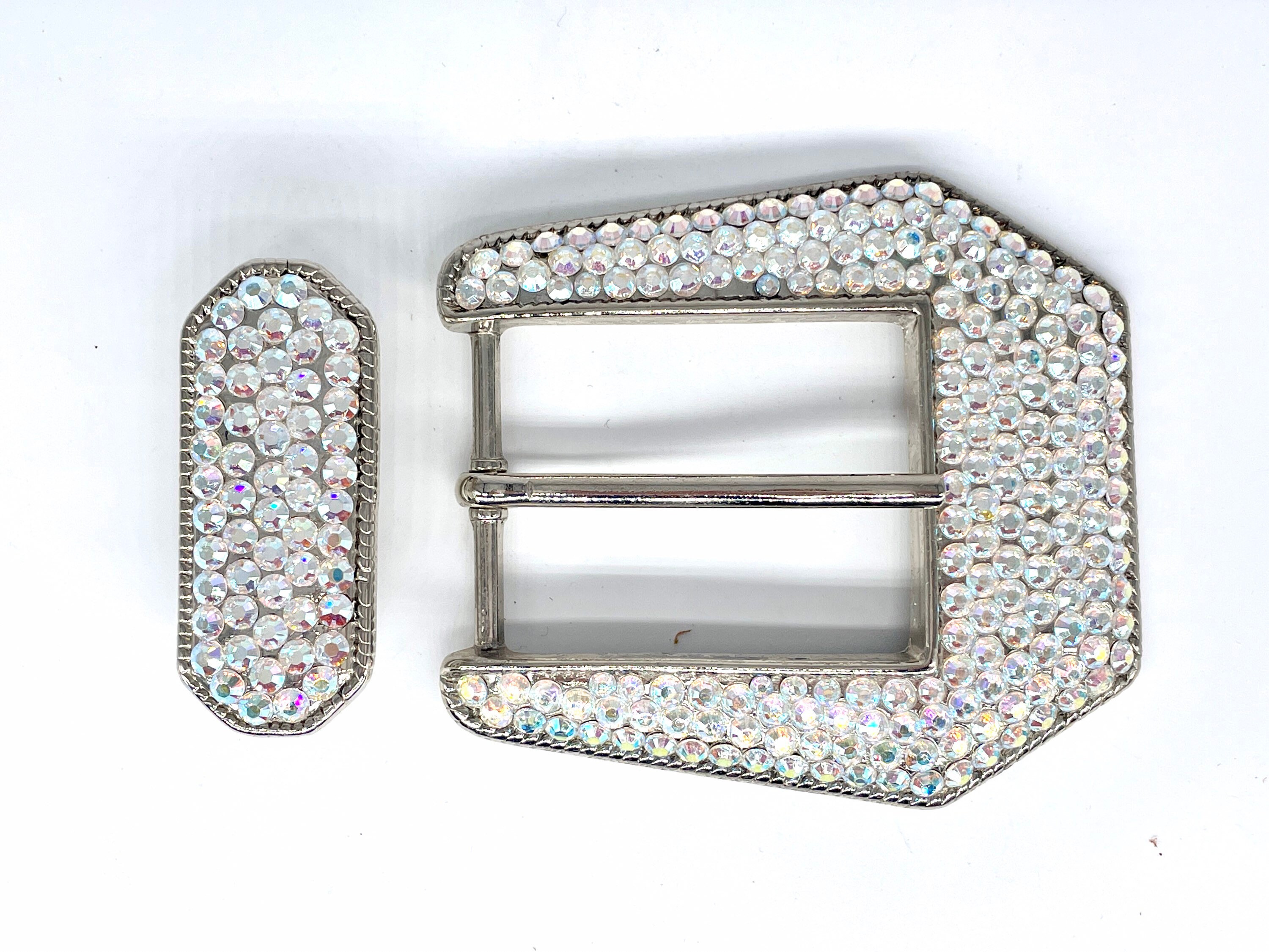 独特の上品 Crystal Swarovski Two Etsy - Tone Silver Set Buckle Belt Piece 小物