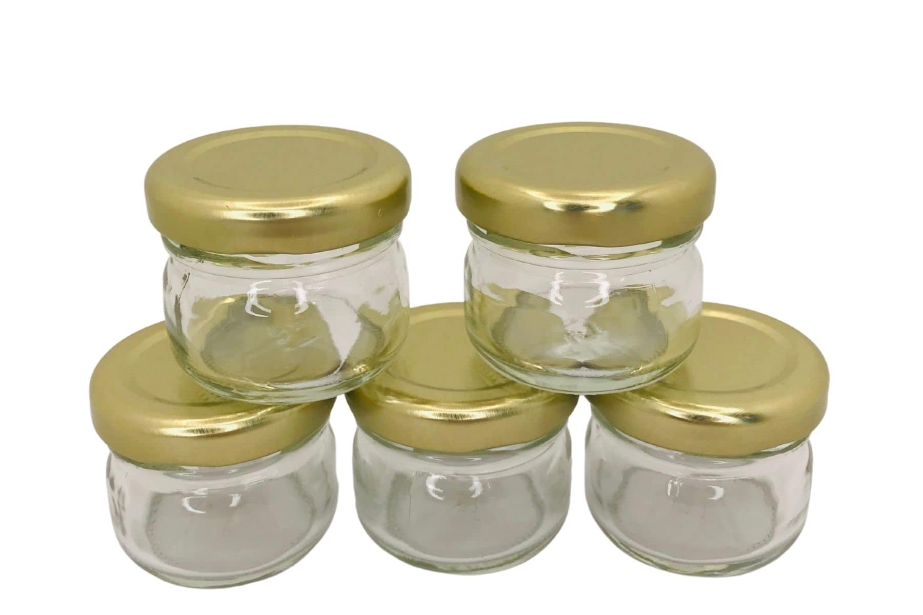 Lot De 80 Mini Bocaux En Verre 40 Ml - Pots à Épices, Confiture Ou Miel Avec Couvercles Dorés - Faits Maison Et Conservation