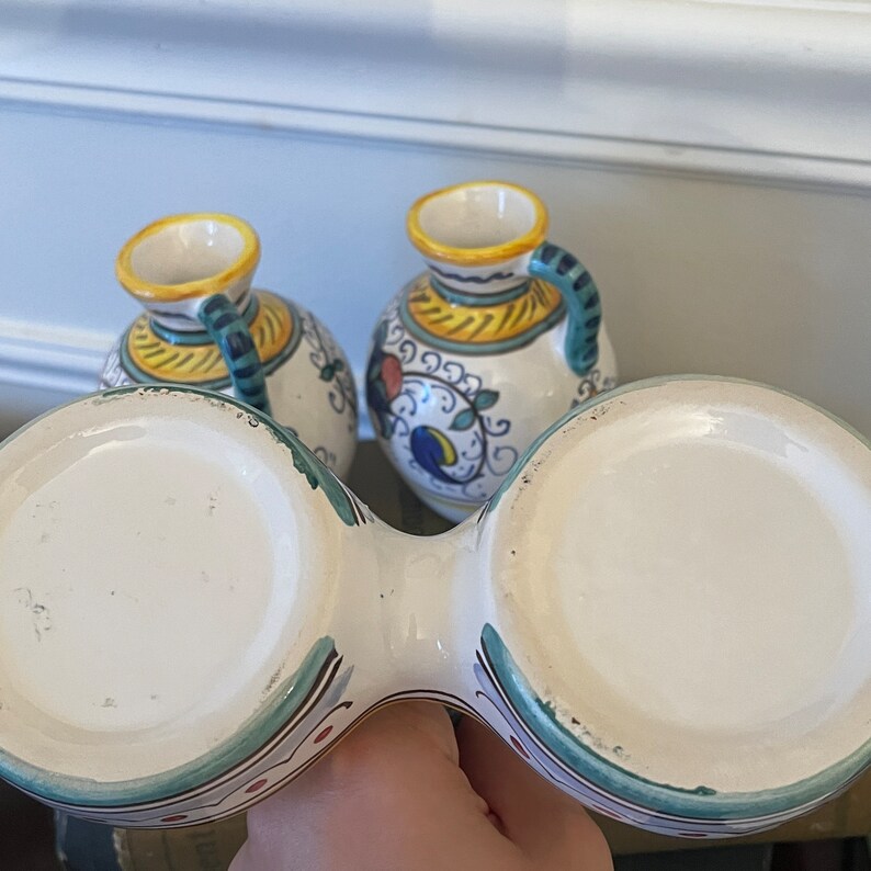 Italian Handpainted Oil and Vinegar Cruets Servingware Deruta Etsy