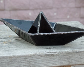 Black Pearl Boat 3D Sculpture Statue Table Decoration Tiffany Staineg Glass Glassdecor
